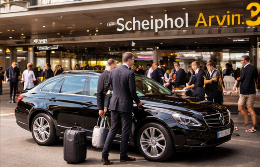 Taxi from Schiphol to Amsterdam with private chauffeur pickup at airport arrivals