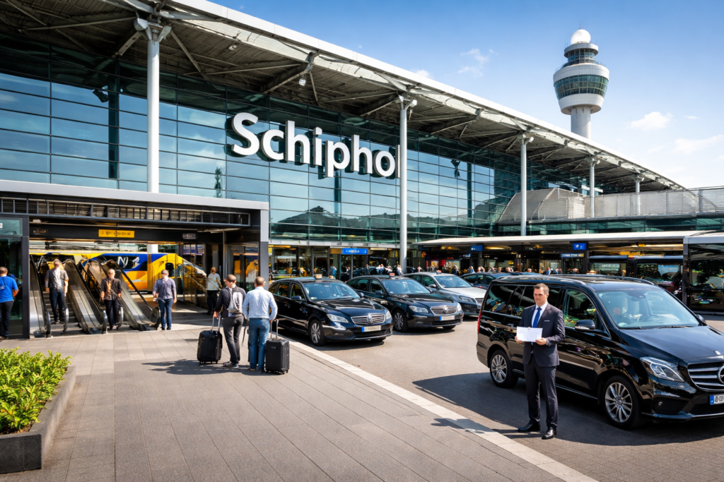 Professional chauffeur providing Airport Taxi from Amsterdam to Schiphol service