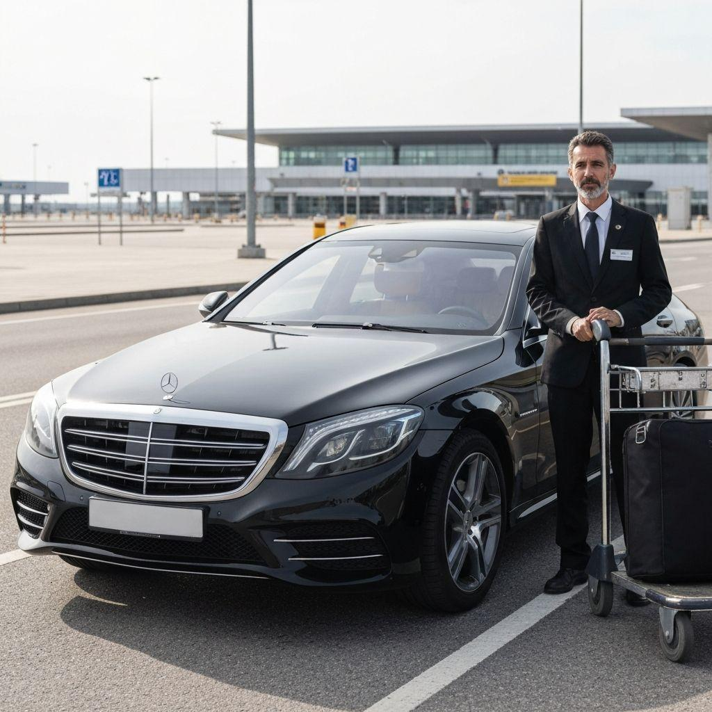 Luxury Schiphol airport taxi with professional chauffeur at Amsterdam Schiphol Airport